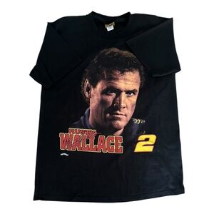 Vintage Rusty Wallace Racing T Shirt Nutmeg Mills 90s NASCAR Black #2 Men’s L